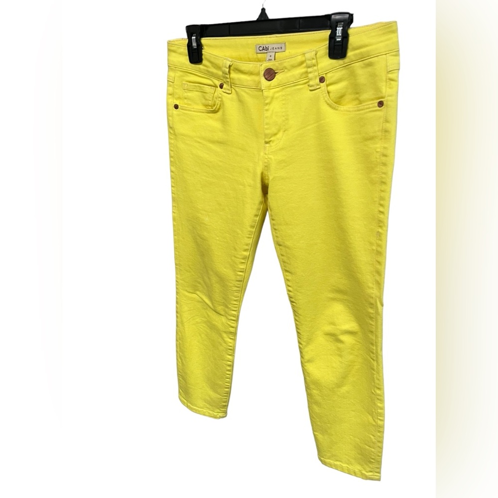 Cabi Bree Lemon Yellow Ankle Straight Leg Jeans - Size 4 - Picture 2 of 6
